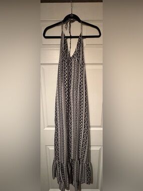 Cupshe Sz Large Black & White Aztec Print Halter Open Tie Back Maxi Skirt